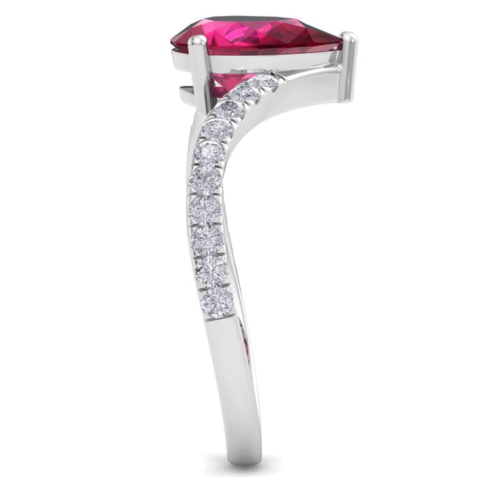 Ruby Ring: 2 Carat Pear Shape Ruby and Diamond Ring