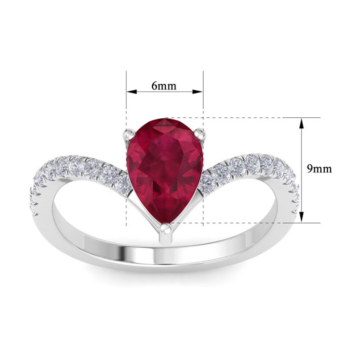 Ruby Ring: 2 Carat Pear Shape Ruby and Diamond Ring