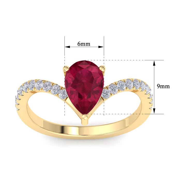 Ruby Ring: 2 Carat Pear Shape Ruby and Diamond Ring