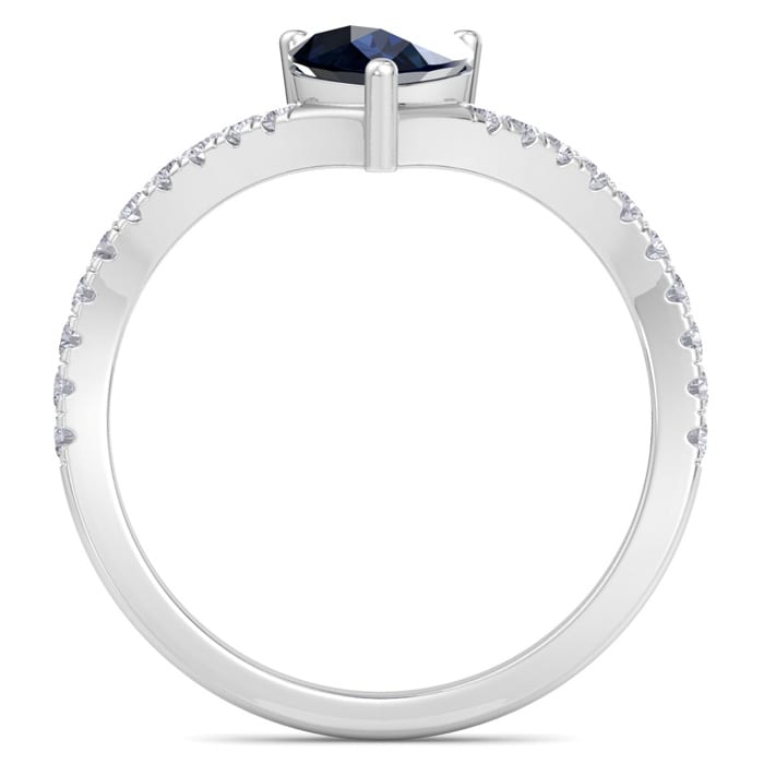 Sapphire Ring: 2 Carat Pear Shape Sapphire and Diamond Ring