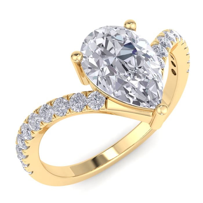 1 1/2 Carat Pear Shape Diamond Engagement Ring In 14K Yellow Gold