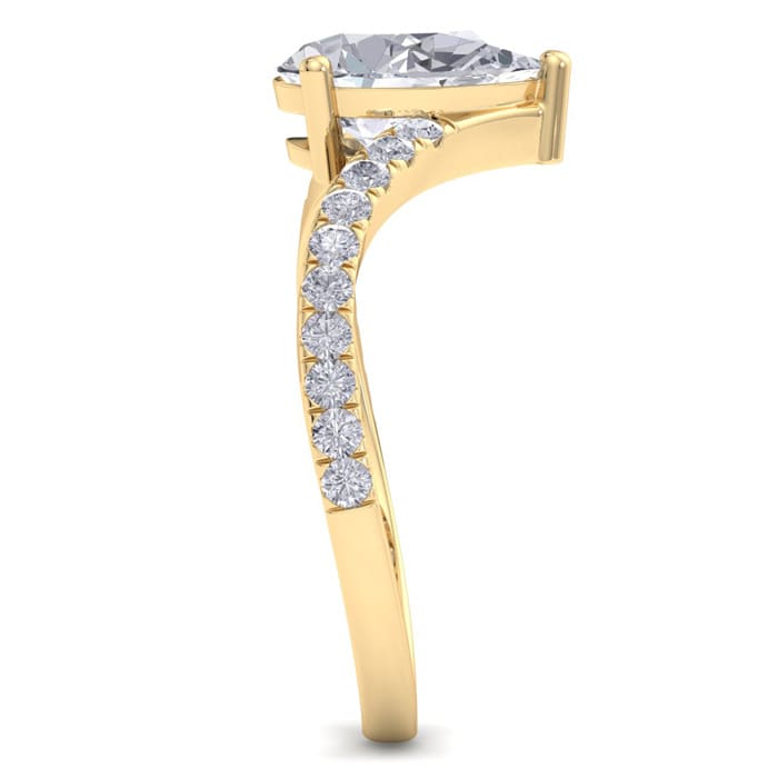 1 1/2 Carat Pear Shape Diamond Engagement Ring In 14K Yellow Gold
