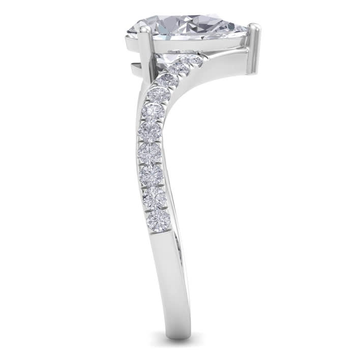 1 1/2 Carat Pear Shape Lab Grown Diamond Engagement Ring In 14K White Gold