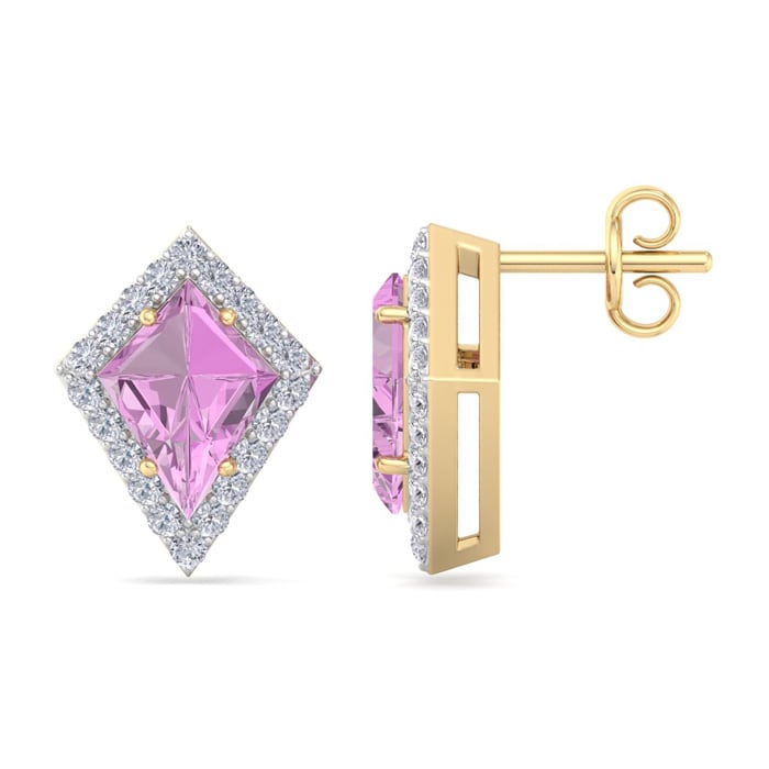 Pink Topaz Earrings: 2 1/5 Carat Pink Topaz and Diamond Earrings