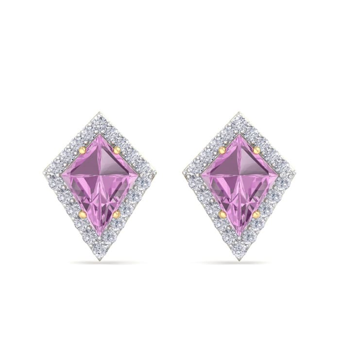 Pink Topaz Earrings: 2 1/5 Carat Pink Topaz and Diamond Earrings