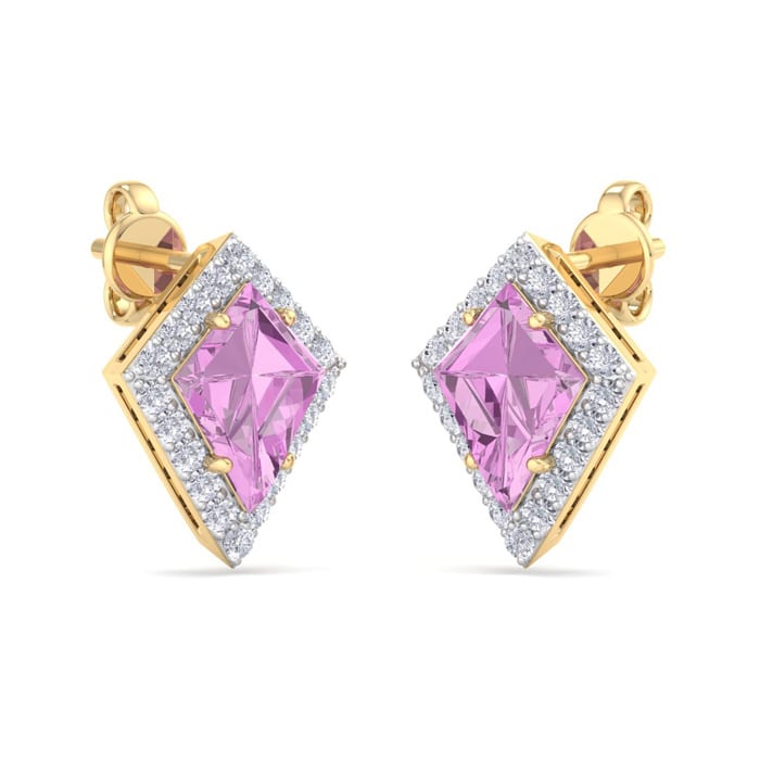 Pink Topaz Earrings: 2 1/5 Carat Pink Topaz and Diamond Earrings