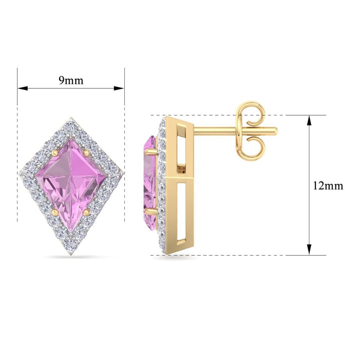 Pink Topaz Earrings: 2 1/5 Carat Pink Topaz and Diamond Earrings
