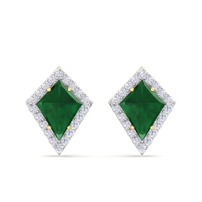 Emerald Earrings: 2 1/5 Carat Emerald and Diamond Earrings