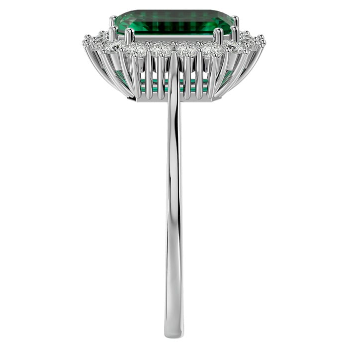 2 1/2 Carat Emerald and Halo Diamond Ring In 14K White Gold