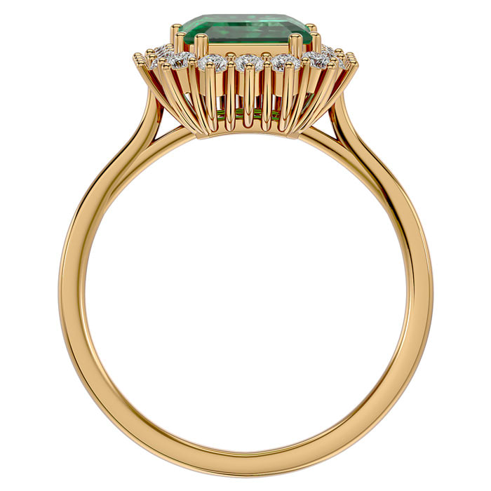 2 1/2 Carat Emerald and Halo Diamond Ring In 14K Yellow Gold