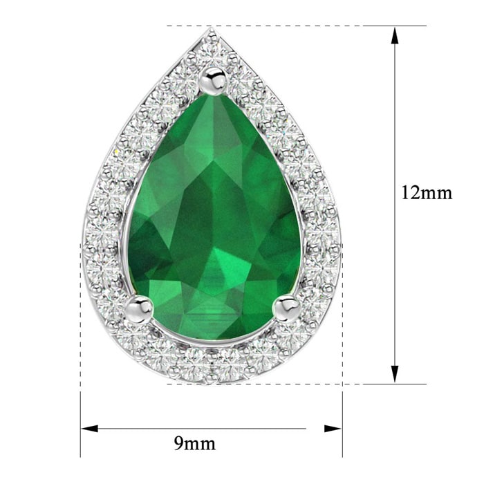 2 1/2 Carat Emerald and Diamond Pear Shape Stud Earrings In 14 Karat White Gold 