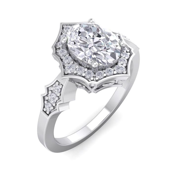 1 1/2 Carat Oval Shape Lab Grown Diamond Ring In 14 Karat White Gold