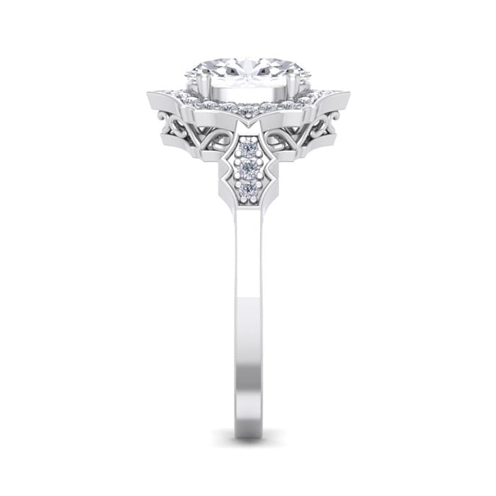 1 1/2 Carat Oval Shape Lab Grown Diamond Ring In 14 Karat White Gold