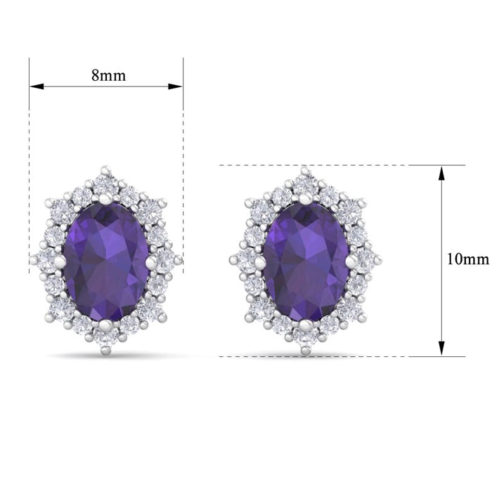 Amethyst Earrings: 2 Carat Amethyst and Diamond Earrings