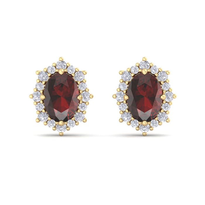 Garnet Earrings: 2 1/2 Carat Garnet and Diamond Earrings