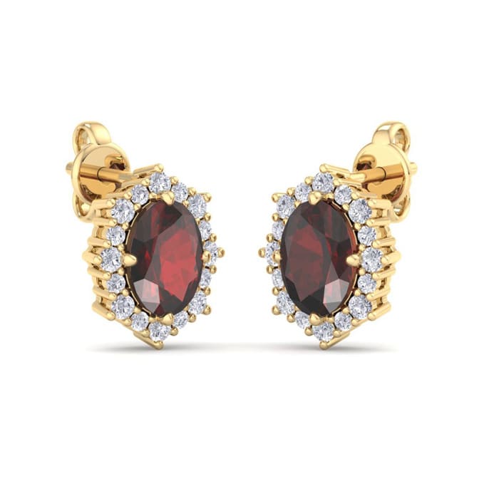 Garnet Earrings: 2 1/2 Carat Garnet and Diamond Earrings