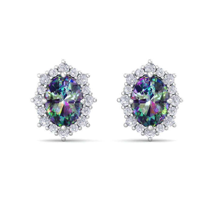 Mystic Topaz Earrings: 2 1/2 Carat Mystic Topaz and Diamond Earrings