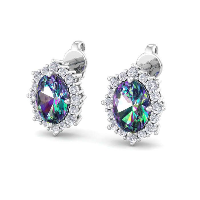 Mystic Topaz Earrings: 2 1/2 Carat Mystic Topaz and Diamond Earrings