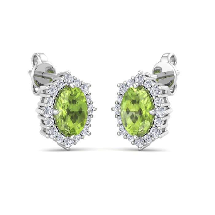Peridot Earrings: 2 1/2 Carat Peridot and Diamond Earrings