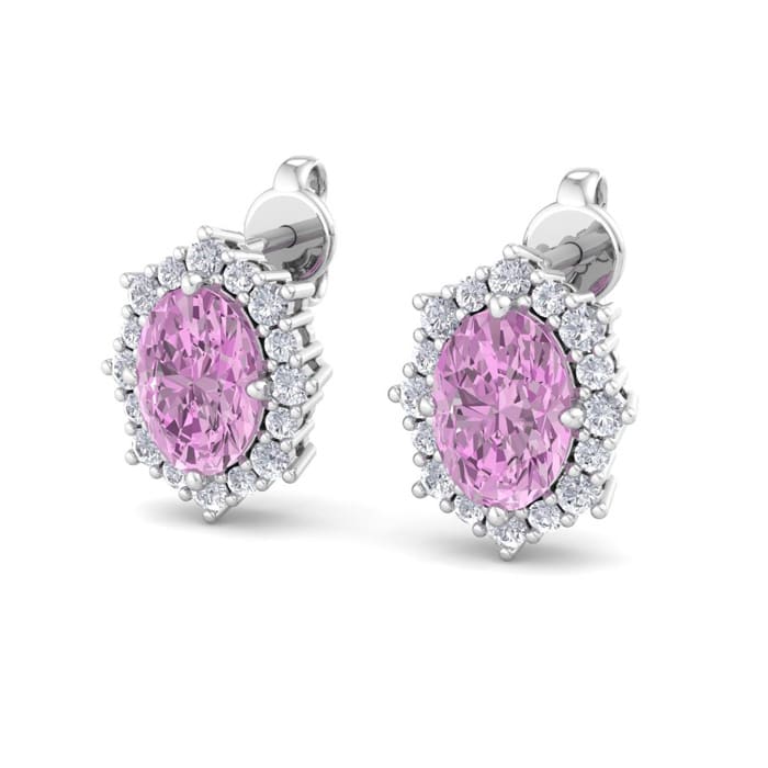 Pink Topaz Earrings: 2 1/2 Carat Pink Topaz and Diamond Earrings