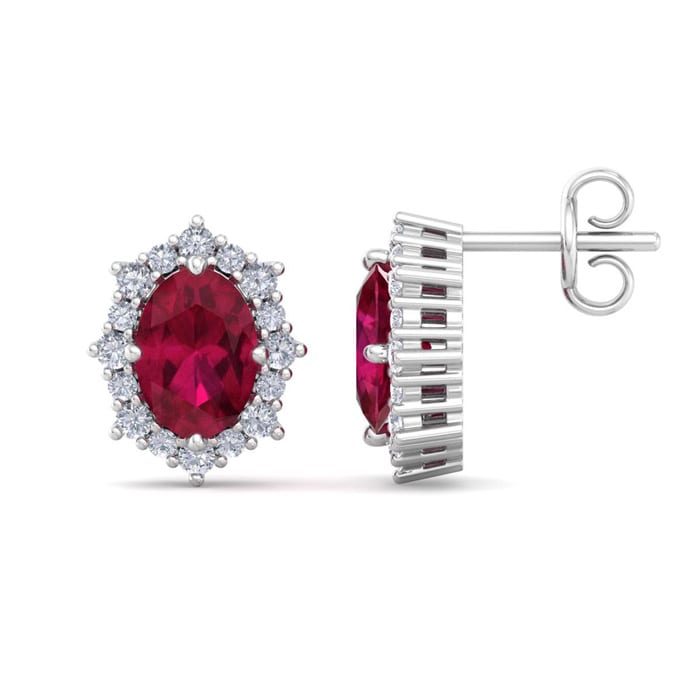 Ruby Earrings: 2 1/2 Carat Ruby and Diamond Earrings