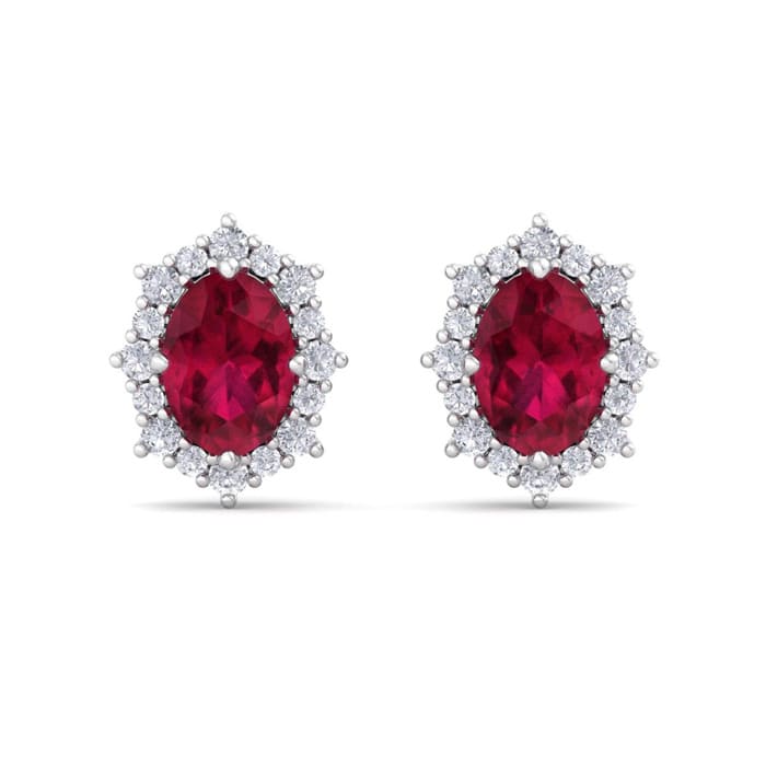 Ruby Earrings: 2 1/2 Carat Ruby and Diamond Earrings
