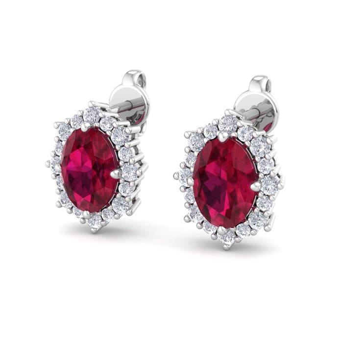 Ruby Earrings: 2 1/2 Carat Ruby and Diamond Earrings