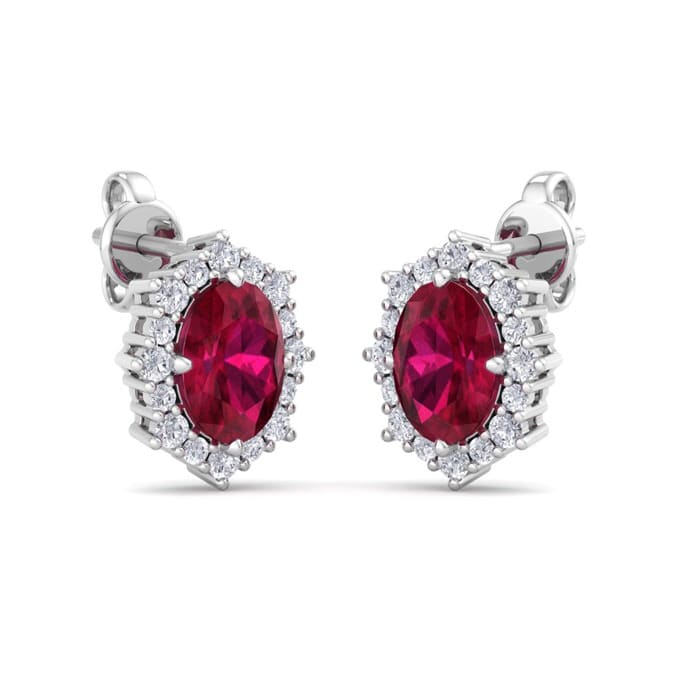 Ruby Earrings: 2 1/2 Carat Ruby and Diamond Earrings