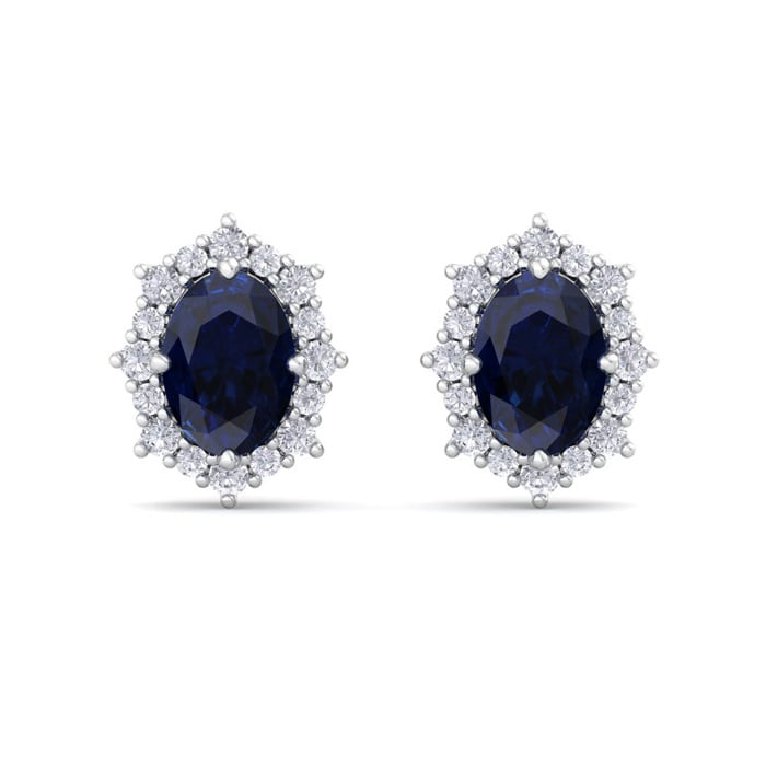 Sapphire Earrings: 2 1/2 Carat Sapphire and Diamond Earrings