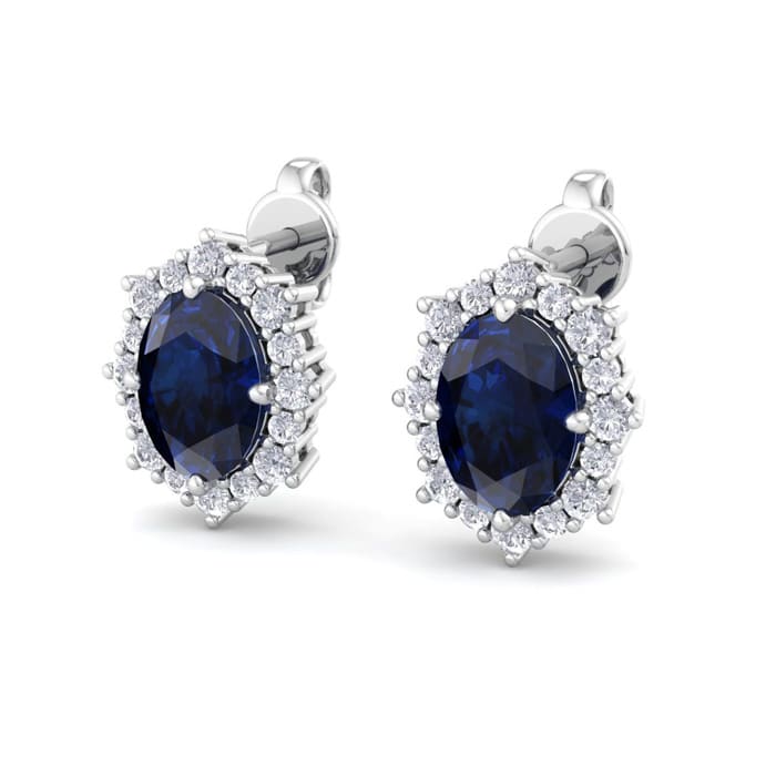 Sapphire Earrings: 2 1/2 Carat Sapphire and Diamond Earrings