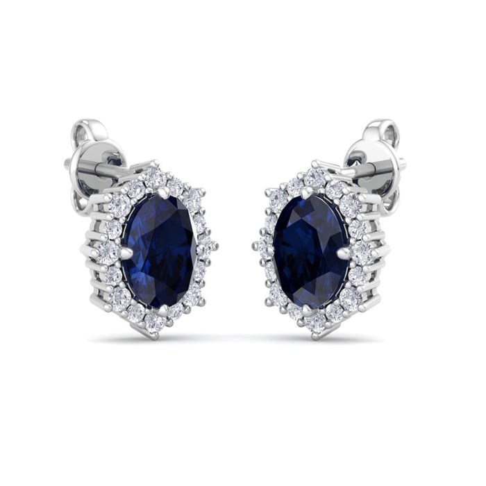 Sapphire Earrings: 2 1/2 Carat Sapphire and Diamond Earrings