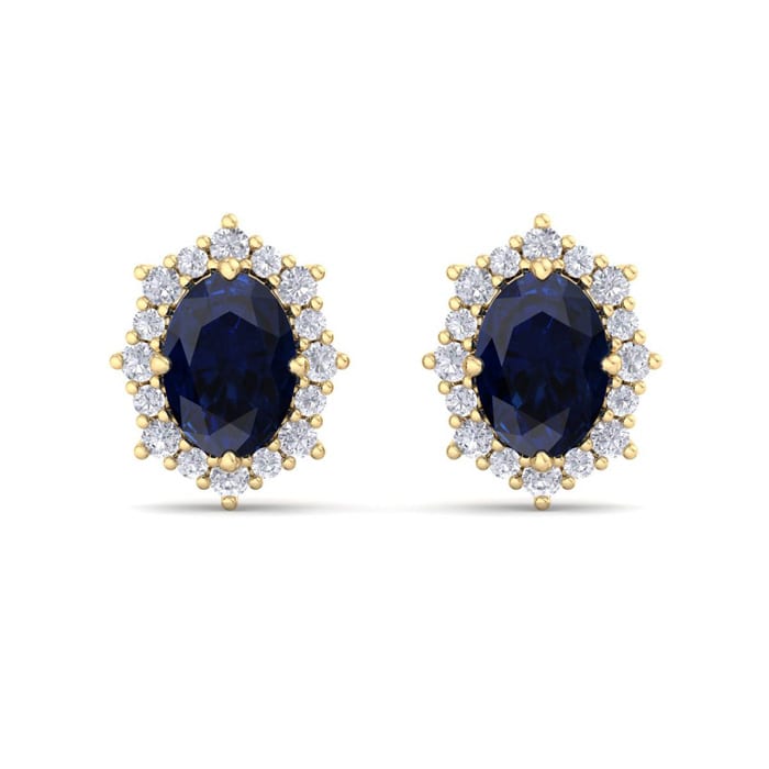 Sapphire Earrings: 2 1/2 Carat Sapphire and Diamond Earrings