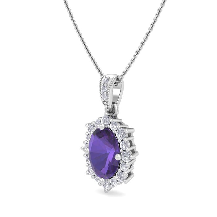 Amethyst Necklace: 1 1/3 Carat Amethyst and Diamond Necklace