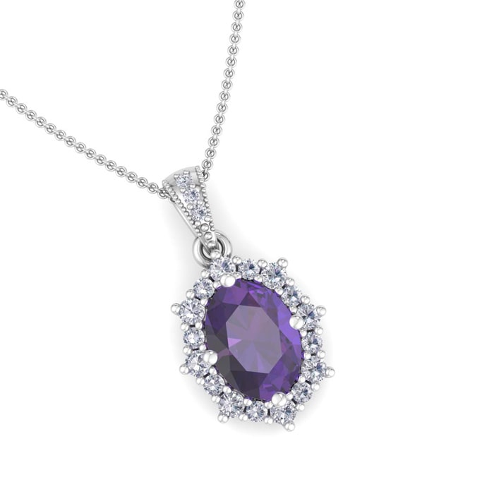 Amethyst Necklace: 1 1/3 Carat Amethyst and Diamond Necklace