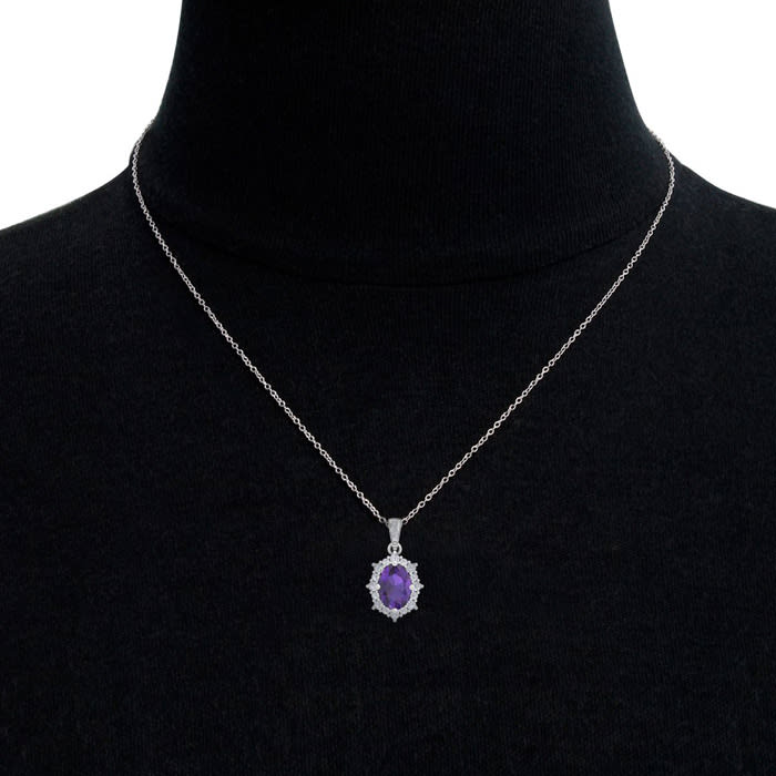 Amethyst Necklace: 1 1/3 Carat Amethyst and Diamond Necklace