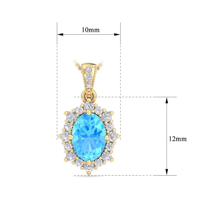 Blue Topaz Necklace: 1 3/4 Carat Blue Topaz and Diamond Necklace