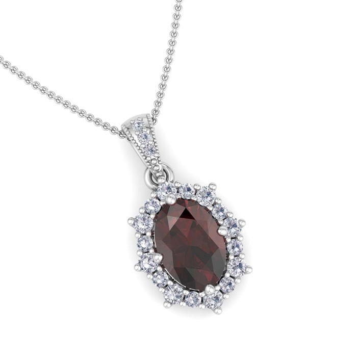 Garnet Necklace: 1 3/4 Carat Garnet and Diamond Necklace