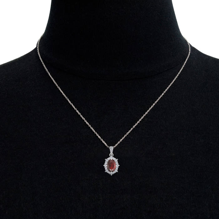 Garnet Necklace: 1 3/4 Carat Garnet and Diamond Necklace