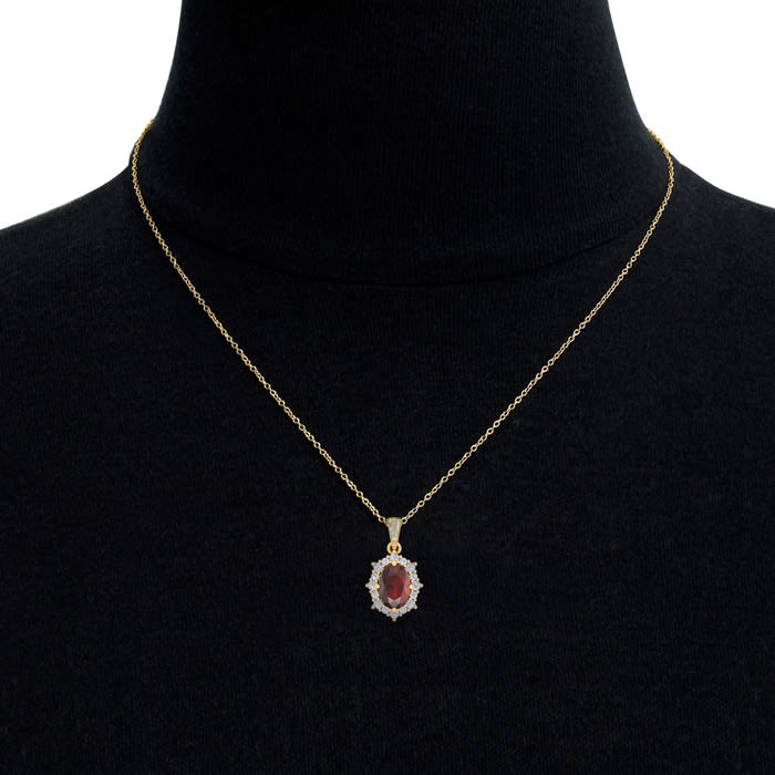 Garnet Necklace: 1 3/4 Carat Garnet and Diamond Necklace