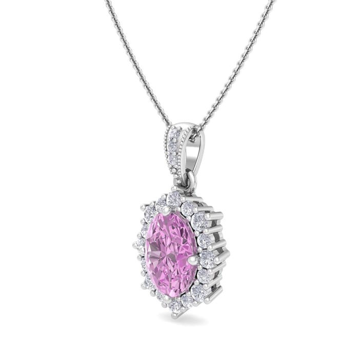 Pink Topaz Necklace: 1 3/4 Carat Pink Topaz and Diamond Necklace