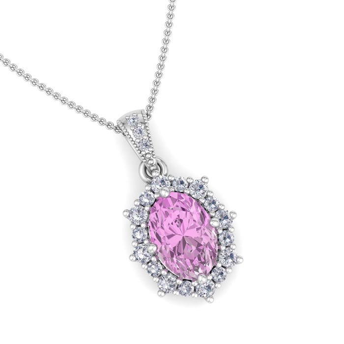 Pink Topaz Necklace: 1 3/4 Carat Pink Topaz and Diamond Necklace