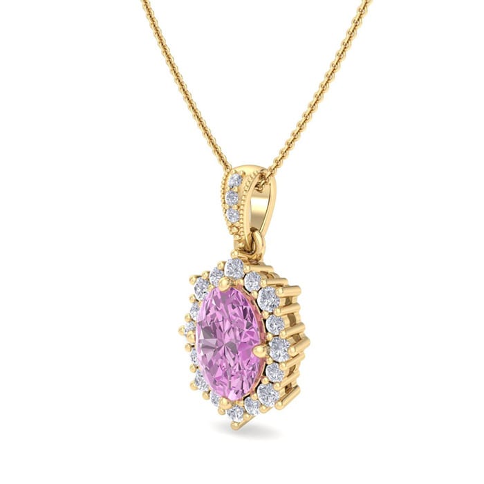 Pink Topaz Necklace: 1 3/4 Carat Pink Topaz and Diamond Necklace