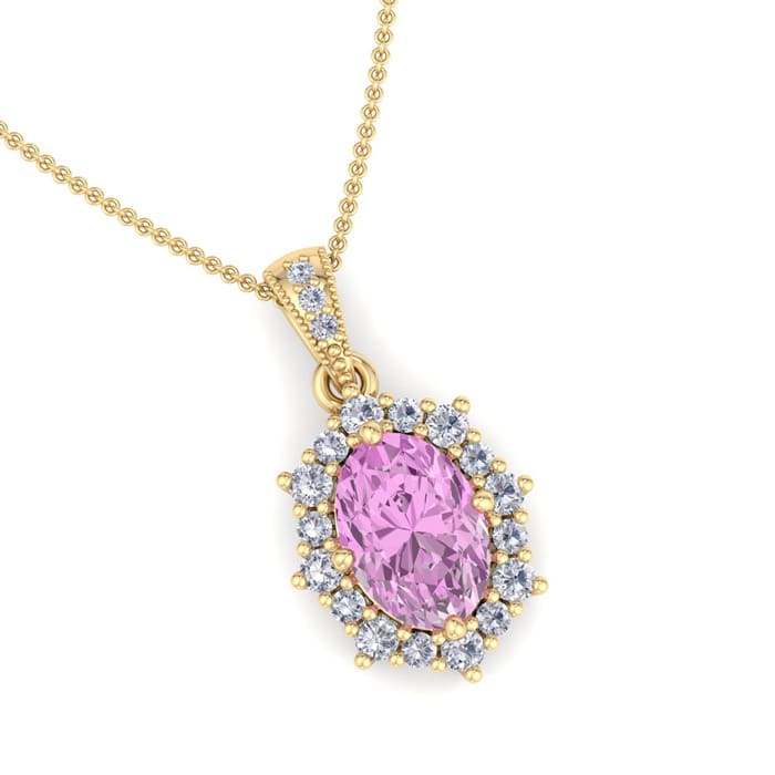 Pink Topaz Necklace: 1 3/4 Carat Pink Topaz and Diamond Necklace