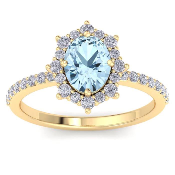 Aquamarine Ring: 1 1/2 Carat Aquamarine and Diamond Ring