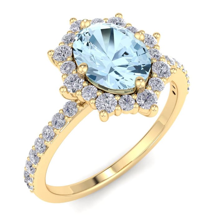 Aquamarine Ring: 1 1/2 Carat Aquamarine and Diamond Ring