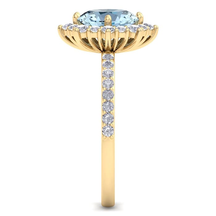 Aquamarine Ring: 1 1/2 Carat Aquamarine and Diamond Ring