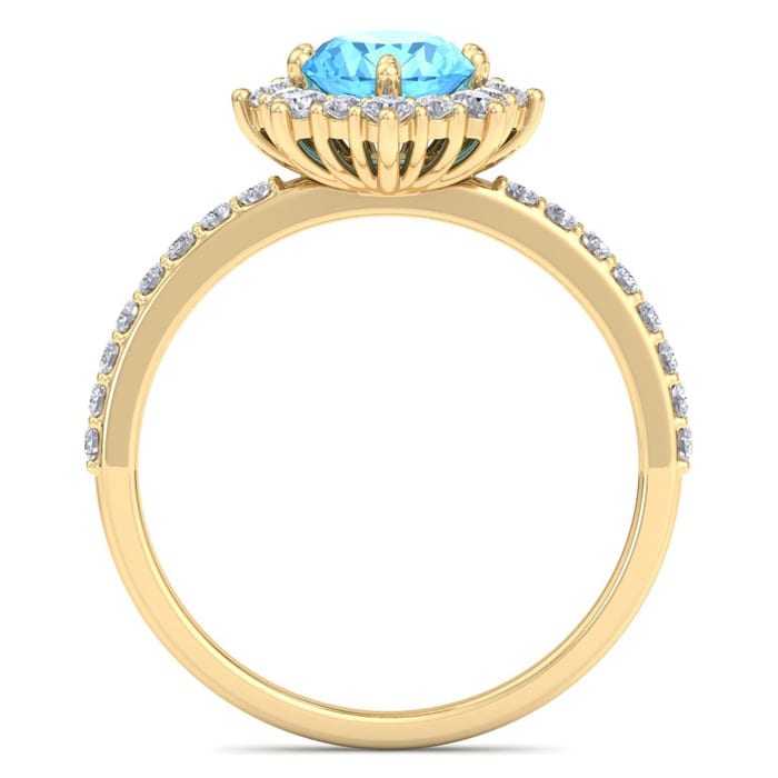 Blue Topaz Ring: 2 Carat Blue Topaz and Diamond Ring