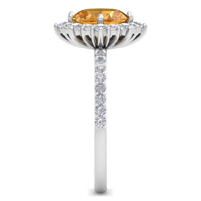 Citrine Ring: 1 1/2 Carat Citrine and Diamond Ring