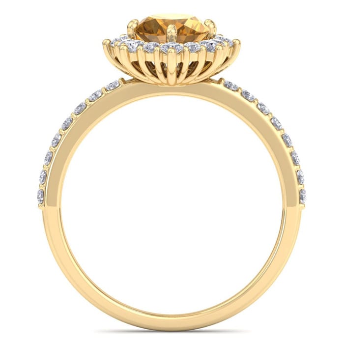 Citrine Ring: 1 1/2 Carat Citrine and Diamond Ring