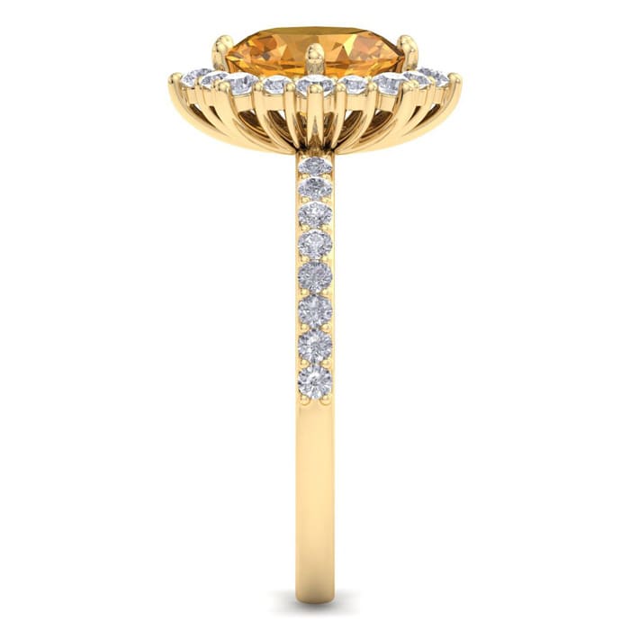 Citrine Ring: 1 1/2 Carat Citrine and Diamond Ring